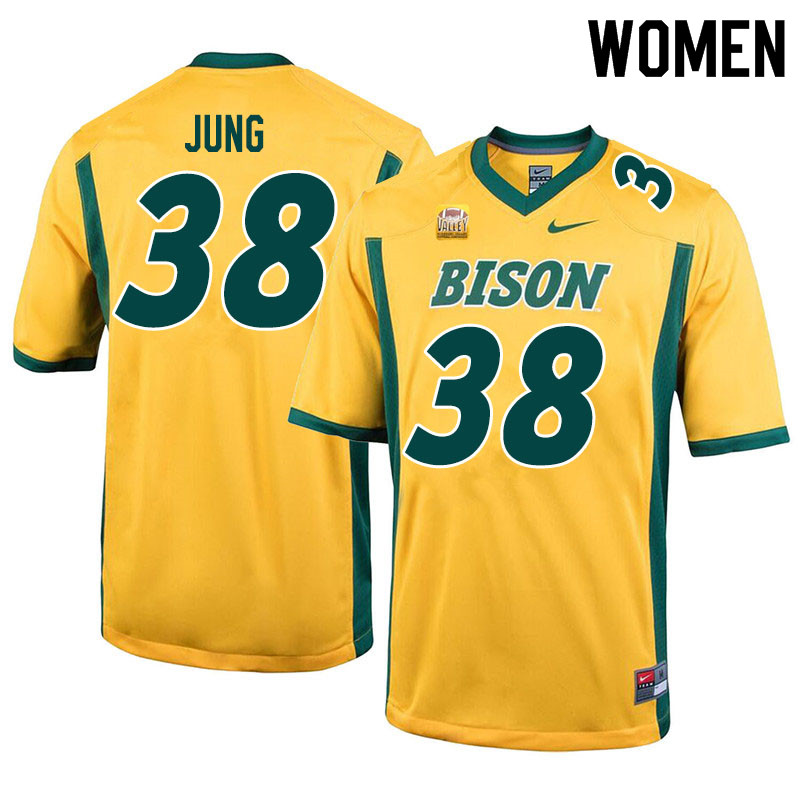 Women #38 Sam Jung North Dakota State Bison College Football Jerseys Sale-Yellow